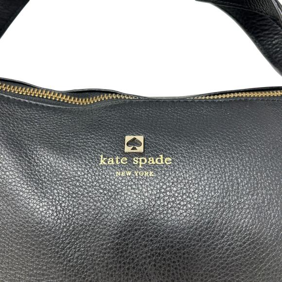 Kate Spade Black Leather Satchel Pine Street Kori Gold Chain Strap & Top Handle - Picture 3 of 16